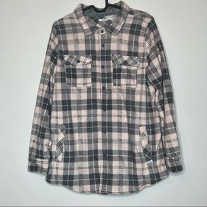New ONeill Womens Flannel Button Up Shirt Gray Plaid